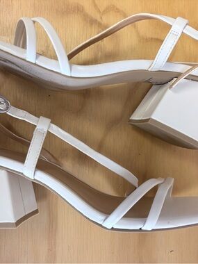 White Strappy Block Heel Sandals